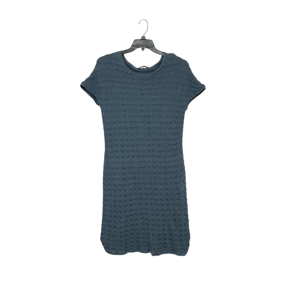 Jones New York Women’s Blue Short Sleeve Crocheted Midi Dress Size X-Large